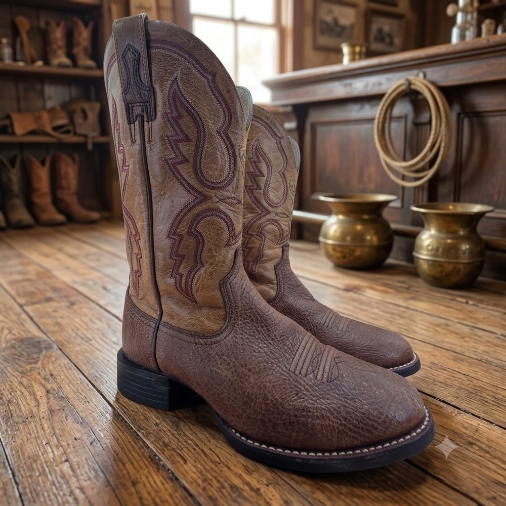 Ariat Mens Heritage Western Boots Brown Leather Square Toe 10005027 9 EE